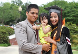 Oralia Sanchez of Richland graduated with an Associate Degree in Nursing on May 14 at Hinds Community College. With her are Sergio Sanchez and Natalie Sanchez, 1.