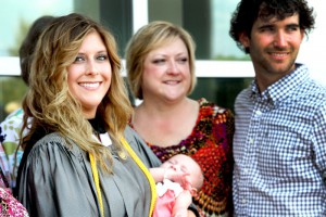 Megan Frith of Delhi, La., attended the Vicksburg-Warren Campus of Hinds Community College to work on her practical nursing degree. Despite giving birth to three-month-old Hadley, she was able to graduate on July 30.