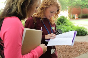 Mary Graham, left, of Vicksburg, and Leslie Brunson, right, of Florence, consult class schedules at the Raymond Campus of Hinds Community College on Monday, the first day of classes for the Fall 2015 semester. Monday was the first day of classes for the fall semester.