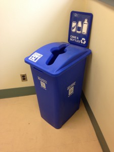 One of 32 recycling bins at Hinds' six campuses made possible by grant funds from Keep America Beautiful and the Coca-Cola Foundation.