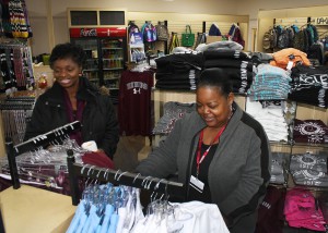 Donna Alexander, left, a student at Hinds Community College from Terry studying social work, and Eddie Rogers, a student from Byram studying nursing, shop in the campus bookstore at the Raymond Campus on Monday, Jan. 11, 2016. Monday was the first day of classes for the spring 2016 semester. (Tammi Bowles/Hinds Community College)