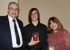 Styler Ginger, center, was among Hinds Community College students recognized with a departmental award April 15. Ginger received an Outstanding Student Award for English by Hinds President Dr. Clyde Muse, left, and instructor Nancy Ray, right.