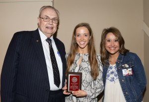 Megan Leigh Valentine, center, was among Hinds Community College students recognized with a departmental award April 15. Valentine received an Outstanding Student Award in Radiologic Technology, presented by Hinds President Dr. Clyde Muse, left, and instructor Tiffany Smith, right.