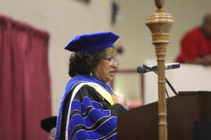 Jackson State University President Dr. Carolyn Meyers gave the commencement address at the Hinds Community College Utica Campus graduation ceremony on May 15, 2016.