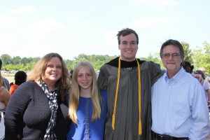Elliott Pettus celebrated receiving his degree from Hinds Community College with family members from left, Emily Wagster Pettus, Madeleine Pettus and Gary Pettus.
