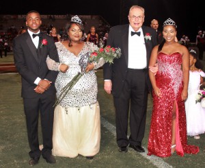Latashanna Ransom, of Laurel, was crowned homecoming queen at Hinds Community College during festivities Sept. 22 on the Raymond Campus. With her are Casey Larry, from left, Hinds President Dr. Clyde Muse and former queen Jamellia Williams. (Tammi Bowles/Hinds Community College)