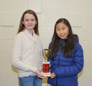Winning the seventh grade bronze award was Brandon Middle School, including, from left, Caroline McKinney and Aileen Chung. Not pictured is sponsor Jessie McClendon.