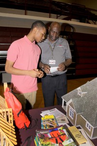 Pearl High School senior Jerrick Floyd, left, gained pointers from carpentry instructor Leonard Knight. Floyd has dreamed of a career in carpentry for two years. His plans are to complete a degree from Hinds Community College and the start his own business.