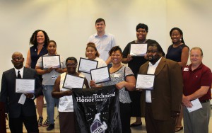 Hinds Vicksburg-Warren students were recently inducted into the newly formed campus National Technical Honor Society. Pictured are, from left, Robert Nelson, Coordinator of Workforce Development Rhonda Dorsey, Jennifer Grant, Barbara Evans, Daija Reynolds, Culinary Arts Technology Department Chair Matthew Campbell, American Johnson, Daja Shears-Williams, Robert Davis, Administrative Assistant Tela Erves and Culinary Arts instructor Tim DeRossette.