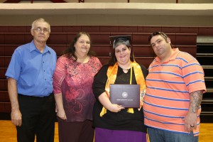 Sunnye McDonald of Crystal Spring, center, graduated from Hinds Community College-Utica on May 14 with an Early Childhood Education degree. With her are from left, Steven McDonald, Rita McDonald and T.J. Keys, right, all of Crystal Springs.