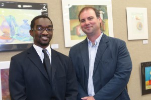 Jabari Williams, left, an Honors Scholar, with Director of Sustainability Jason Pope