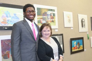 Reginald Pickering, left, a Distinguished Honors Scholar, with Art Instructor and Gallery Director Melanie Atkinson