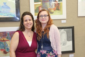 Taylor Scroggins, right, an Honors Scholar, with Theatre and Drama Director Alison Stafford