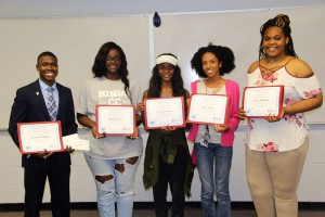 Top honor students from the 2017 STEM-UP Academy along with 14 others worked 12 full hours a day for two weeks during the camp, which was designed to reinforce math skills and work behavior. They are, from left, Hezekiah Williams, Renisha Sweet, Ny'Daisha Dortch, Trinity Torrey and Kristi Marshall.