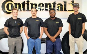 Hinds students Dylan Canant, from left, Mackie Pope, Samuel Williams and Cody Waddell spent their summer as interns for Continental Tire in Mount Vernon, Ill. (Submitted to Hinds Community College)