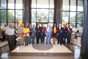 Hinds President Dr. Clyde Muse and a number of guests helped to celebrate the ribbon-cutting for the J. Louis Stokes Student Center at Hinds Community College's Utica Campus. (April Garon/Hinds Community College)