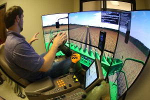A student demonstrates a combine simulator at Hinds Community College's Agriculture department at the T.H. Kendall III Complex off Seven Springs Road in Raymond.
